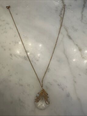 Alessi Gold Necklace with Clear Faceted Teardrop Pendant